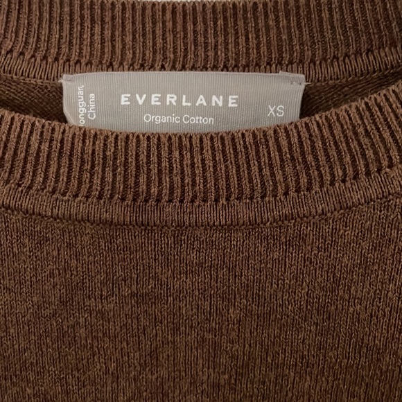 Everlane | Organic Cotton Dark Camel Crew Neck Knit Sweater Size XL - Picture 9 of 9